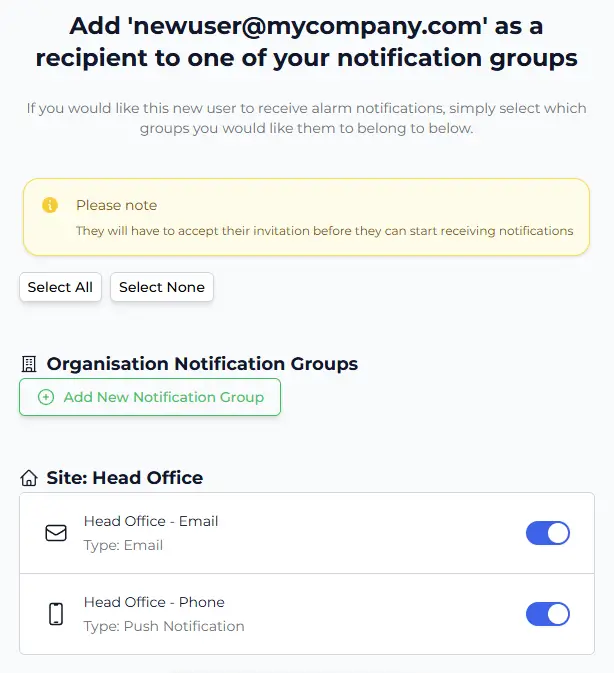Add User to Notification Group