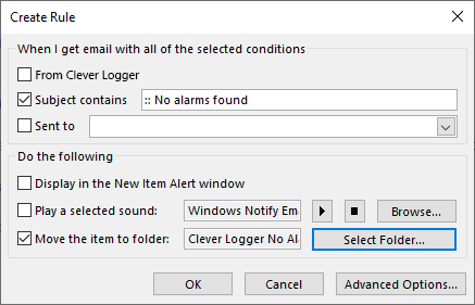 Clever Logger Outlook Rule