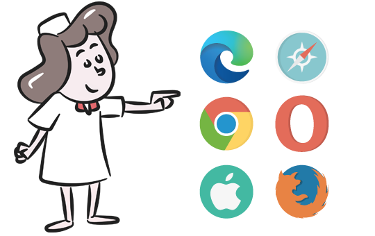 Nurse-with-browser-logos