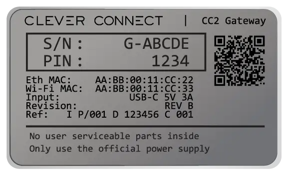Gateway Serial PIN Label