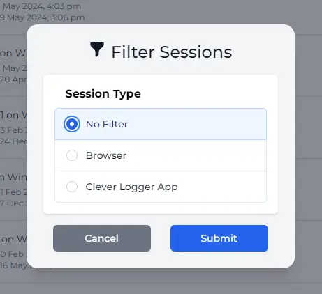 sessions filter